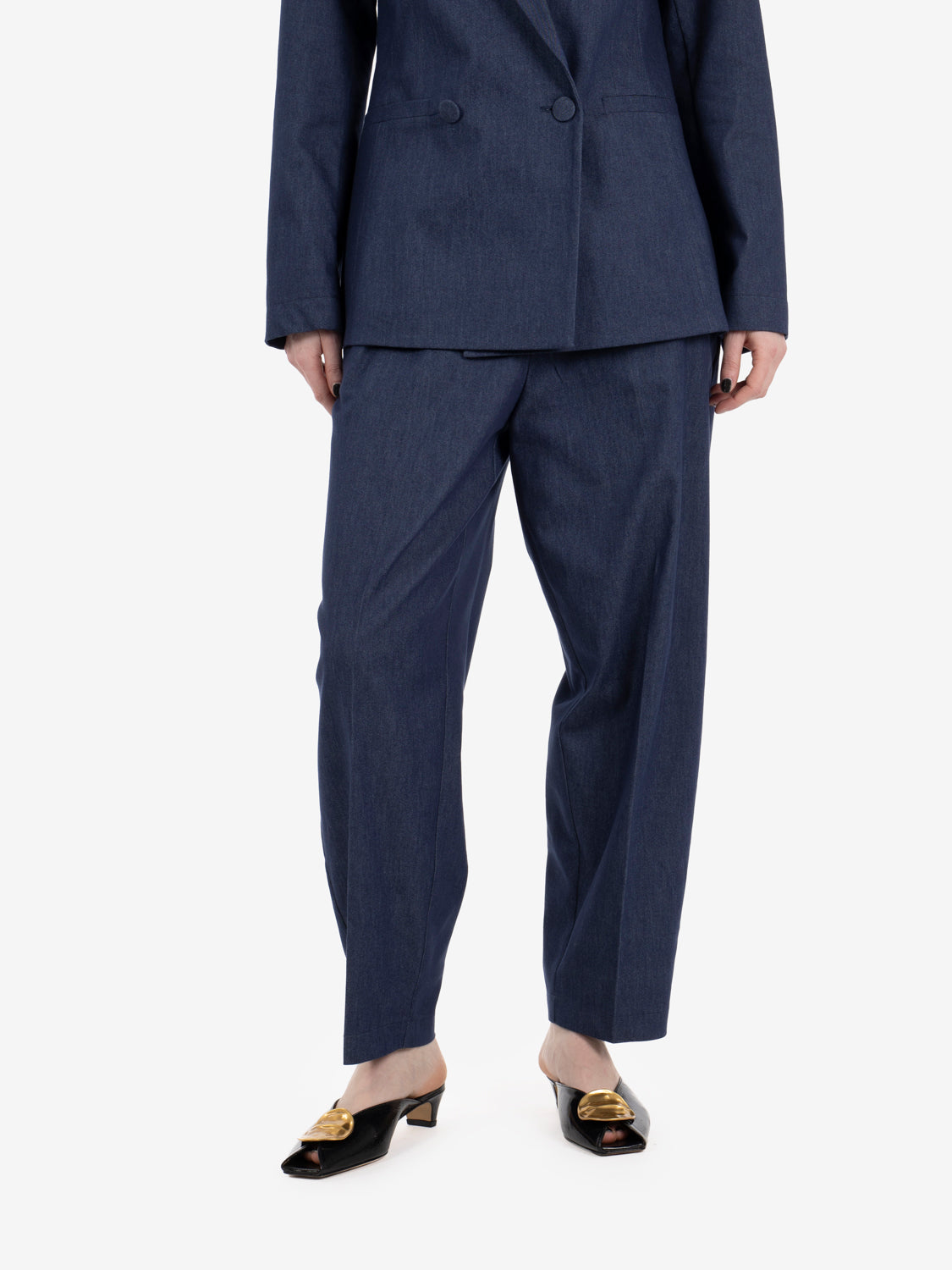 Pantaloni balloon fit denim blu