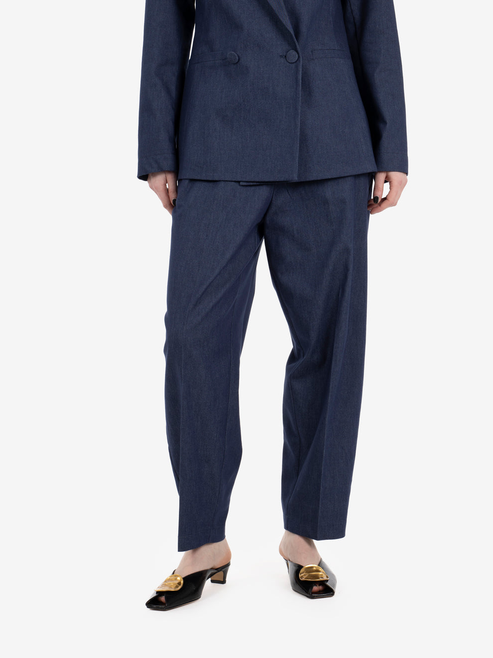 Pantaloni balloon fit denim blu