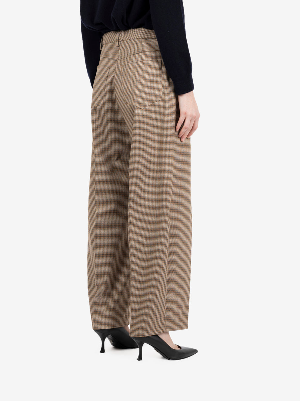 Pantaloni balloon pied de poule beige / moro