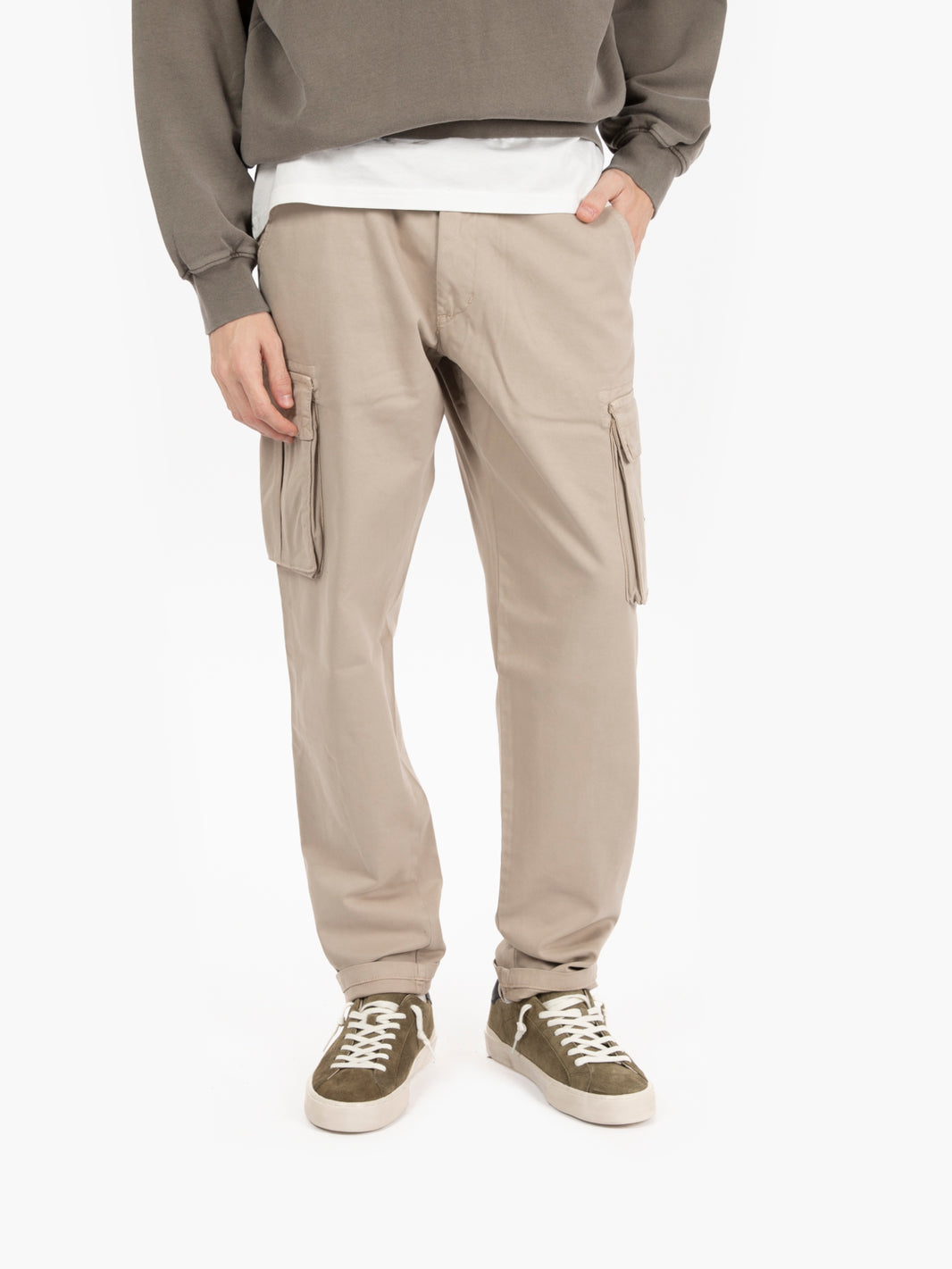 Pantaloni cargo effetto armaturato beige