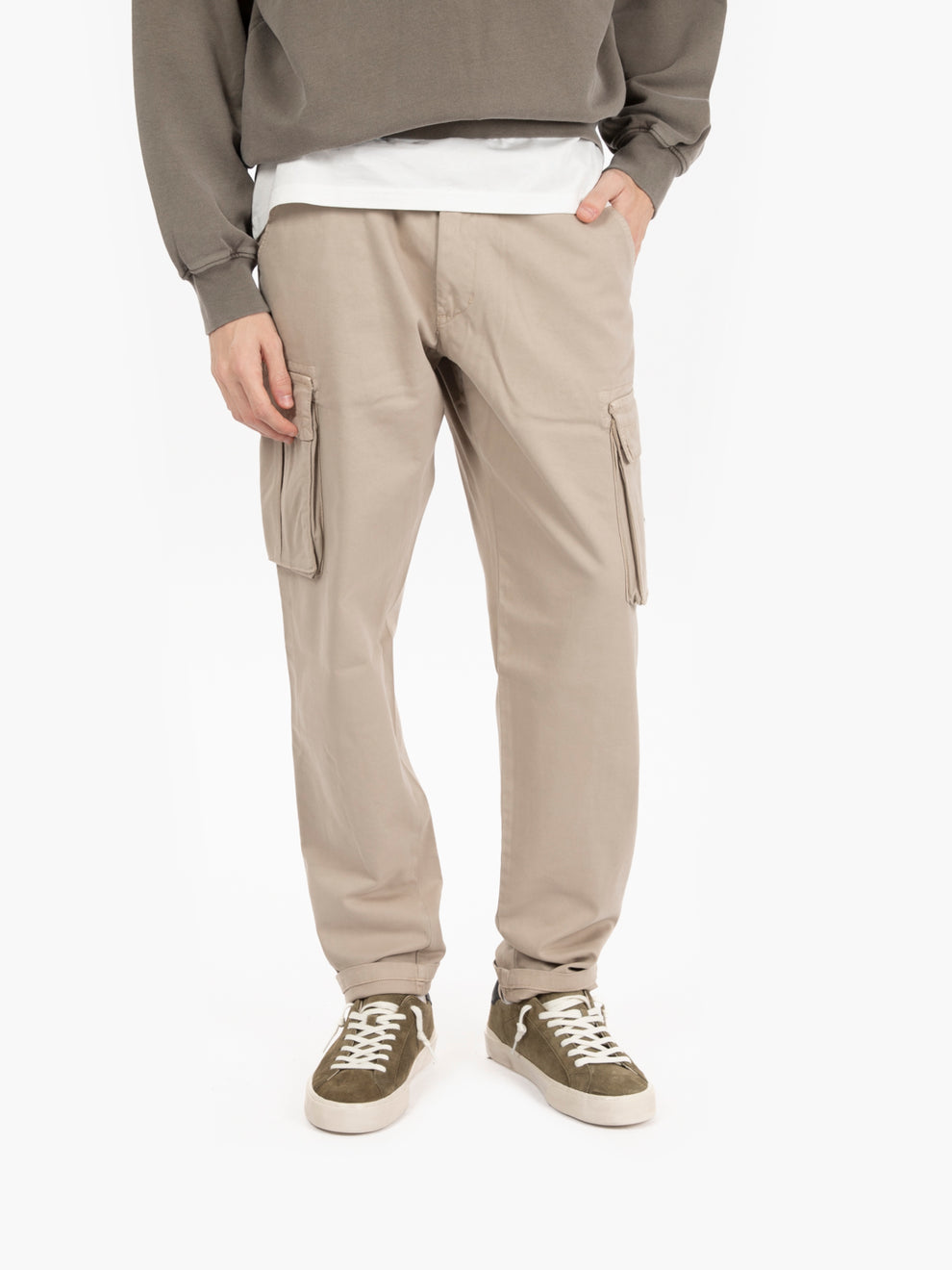 Pantaloni cargo effetto armaturato beige