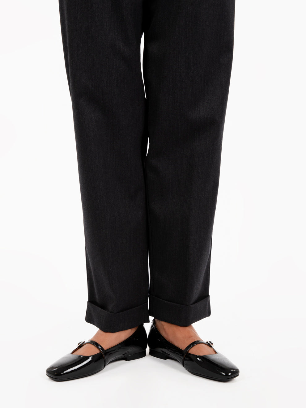 Charcoal grey carrot fit trousers