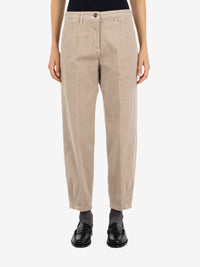 Carrot fit beige corduroy trousers