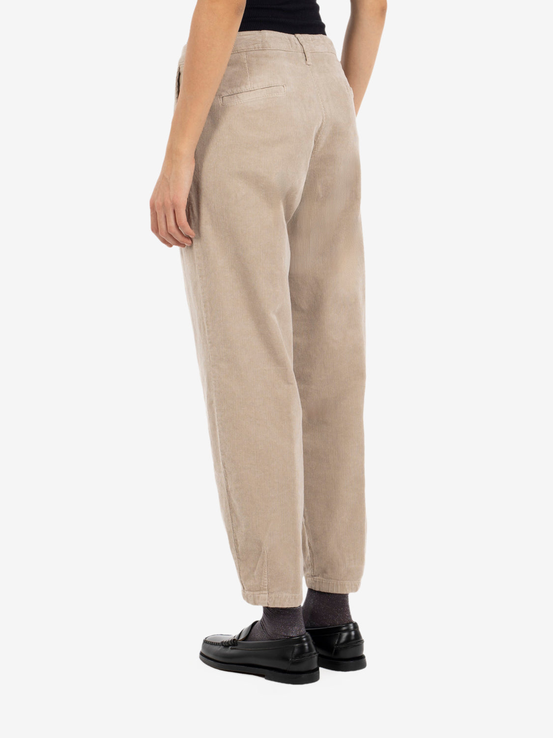 Carrot fit beige corduroy trousers