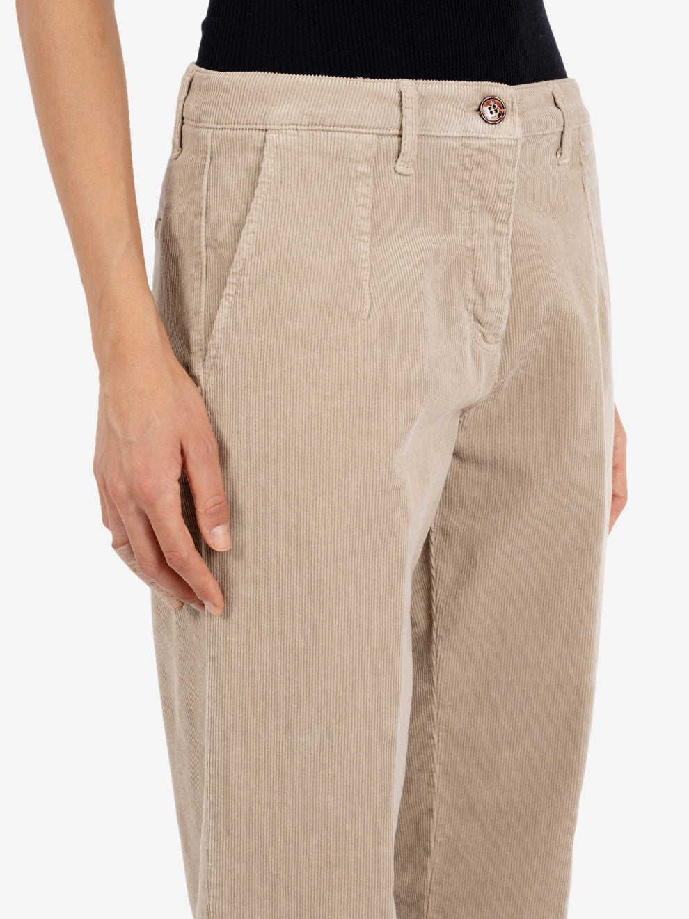 Carrot fit beige corduroy trousers