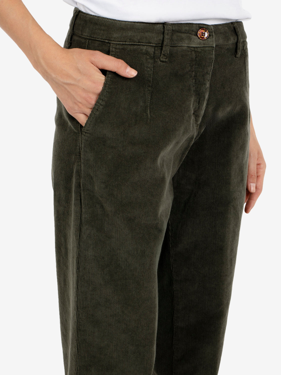 Pantaloni carrot fit velluto militare