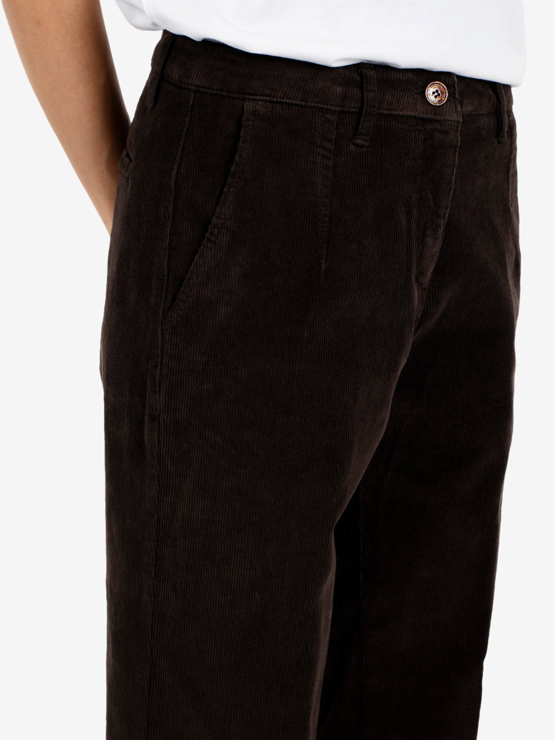 Brown velvet carrot fit trousers