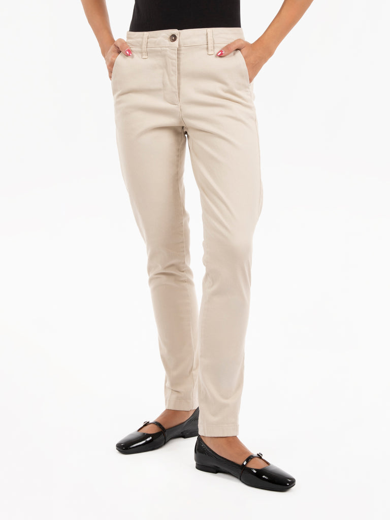 STIMM - Pantaloni chino Cuba in cotone avorio