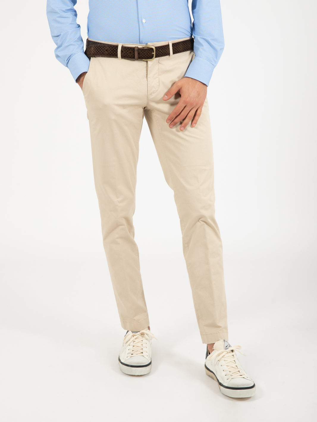 Pantaloni chino in cotone ecru