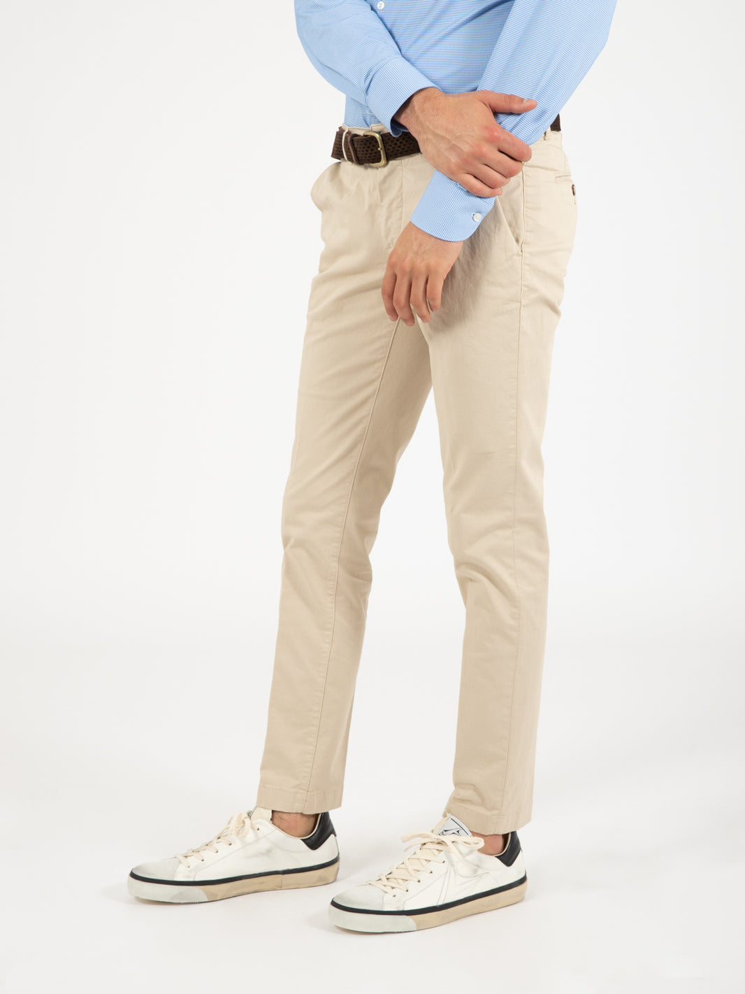 Pantaloni chino in cotone ecru