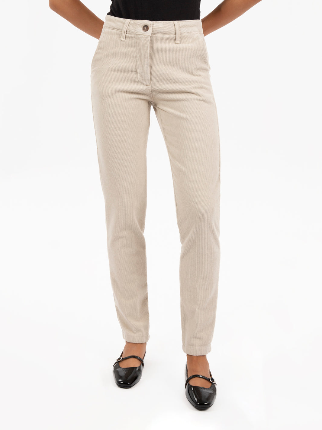 Pantaloni chino in velluto avorio