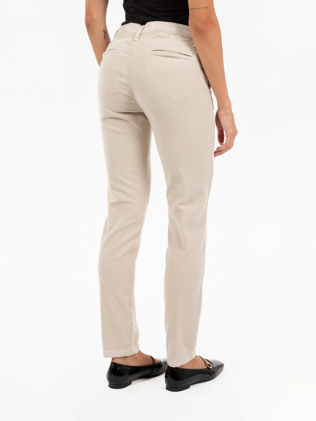 Pantaloni chino in velluto avorio