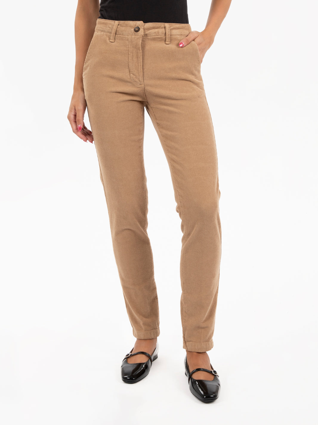 Pantaloni chino in velluto miele havana
