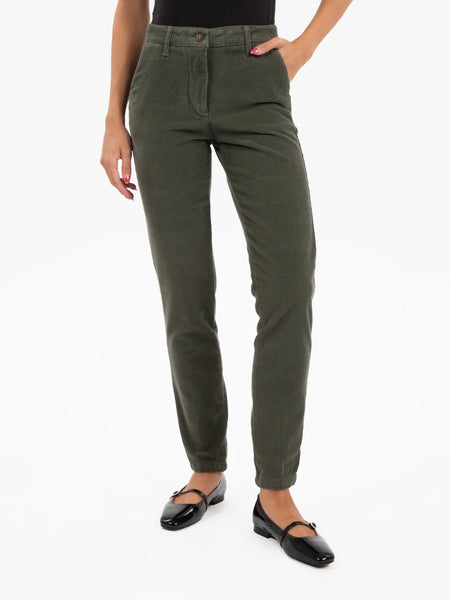 Pantaloni chino in velluto militare