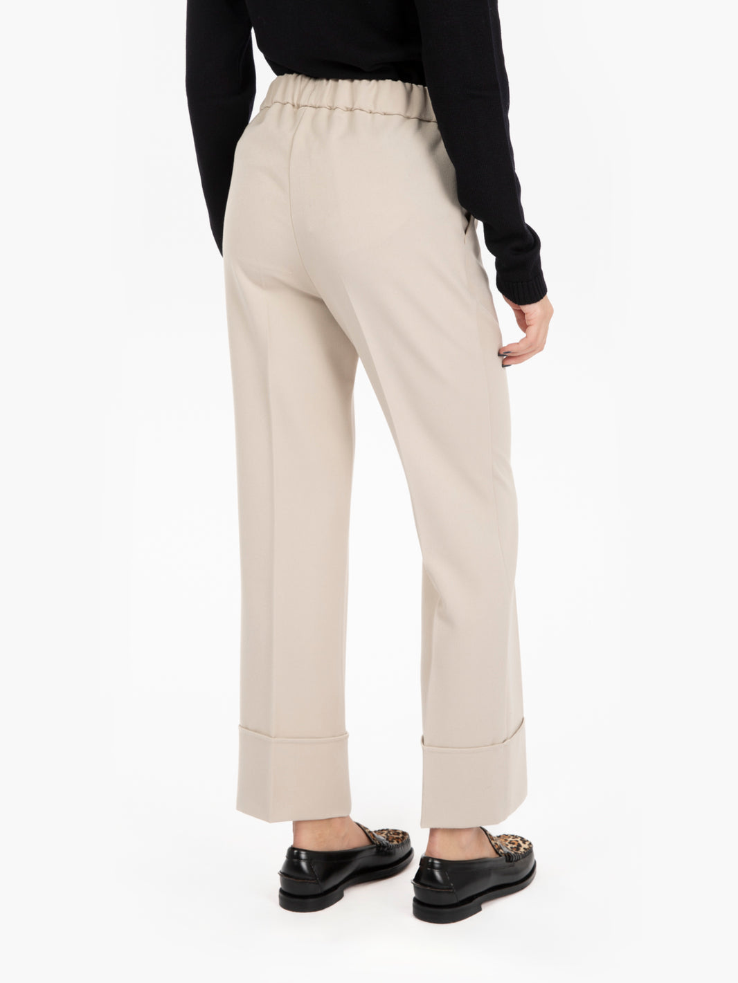 Pantaloni Colonia con risvolto panna