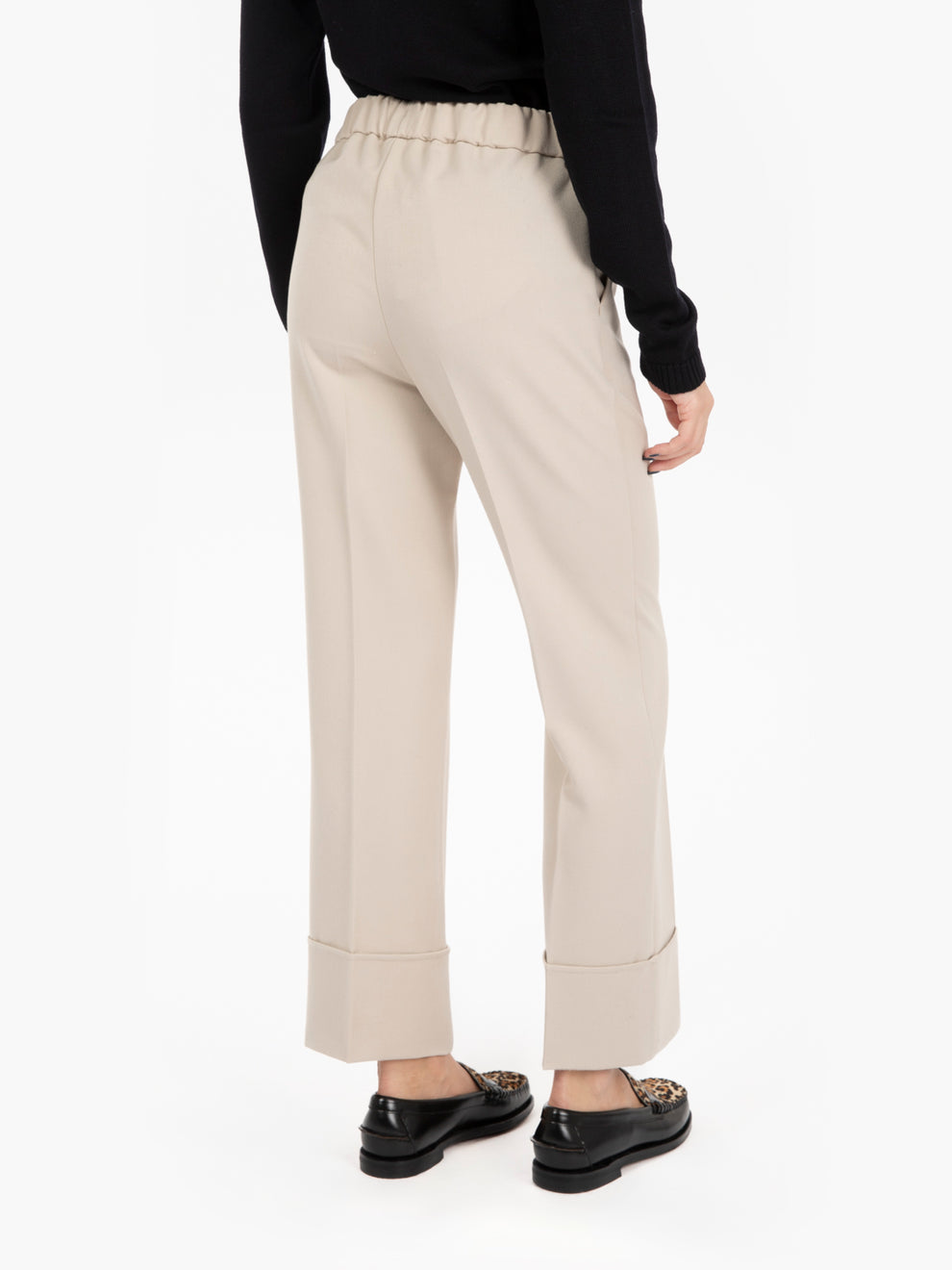 Pantaloni Colonia con risvolto panna