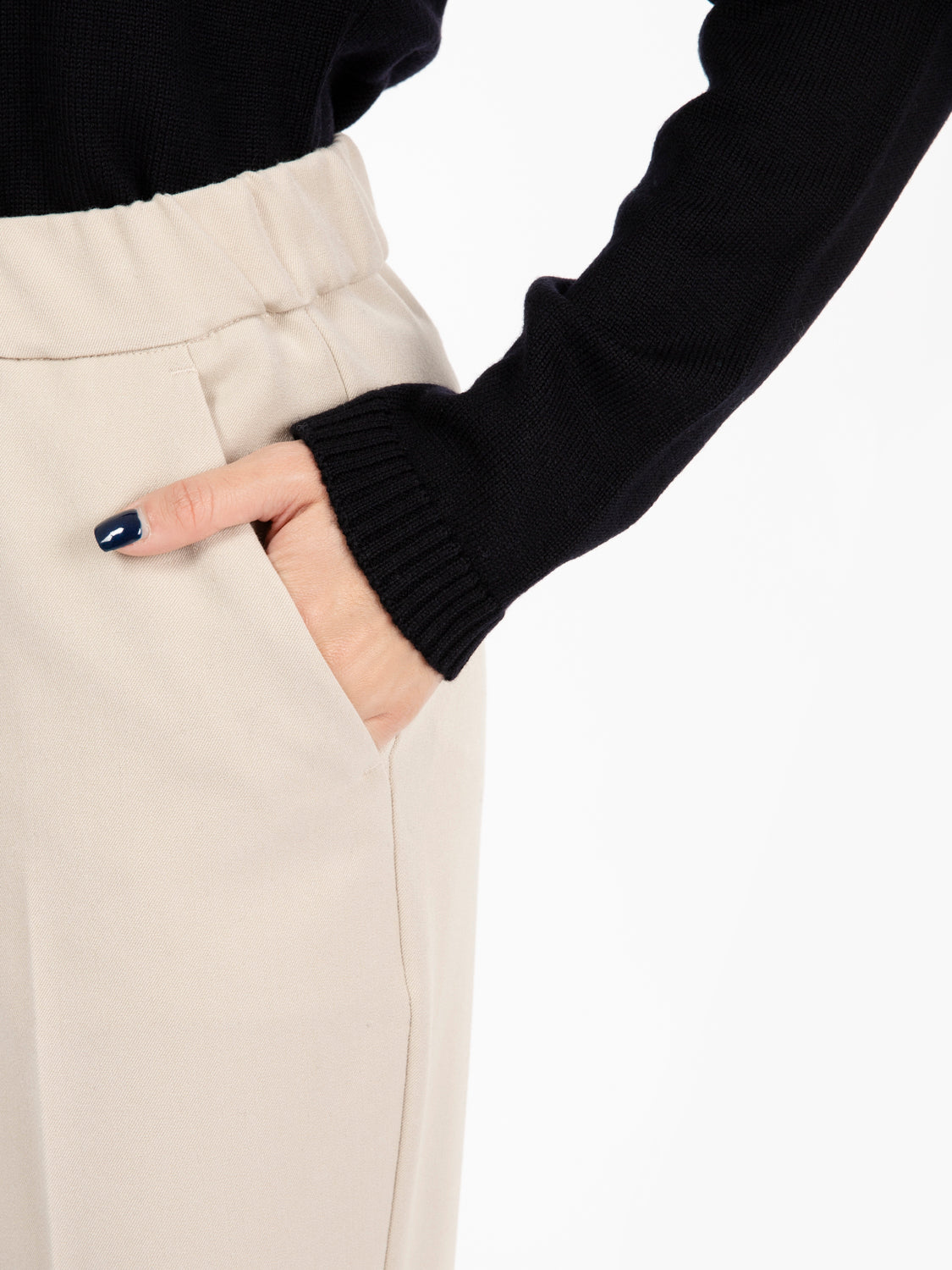 Pantaloni Colonia con risvolto panna