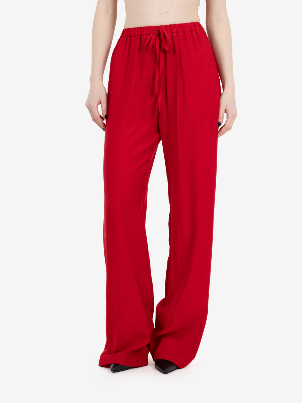 Red drawstring trousers