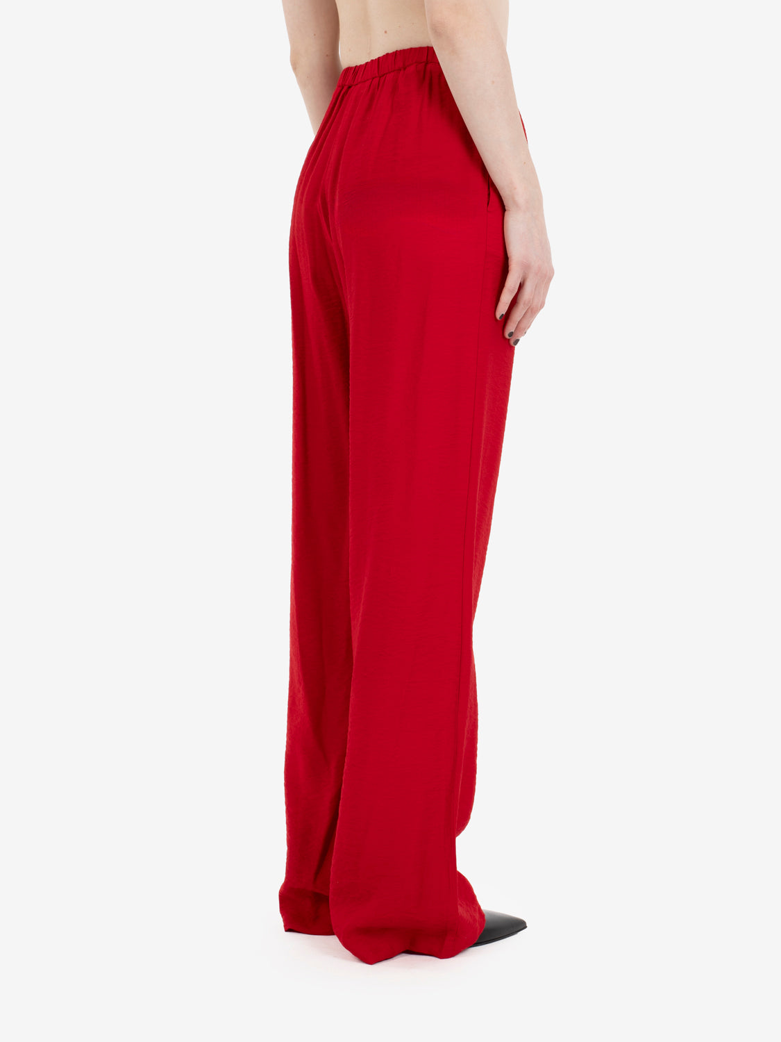 Red drawstring trousers