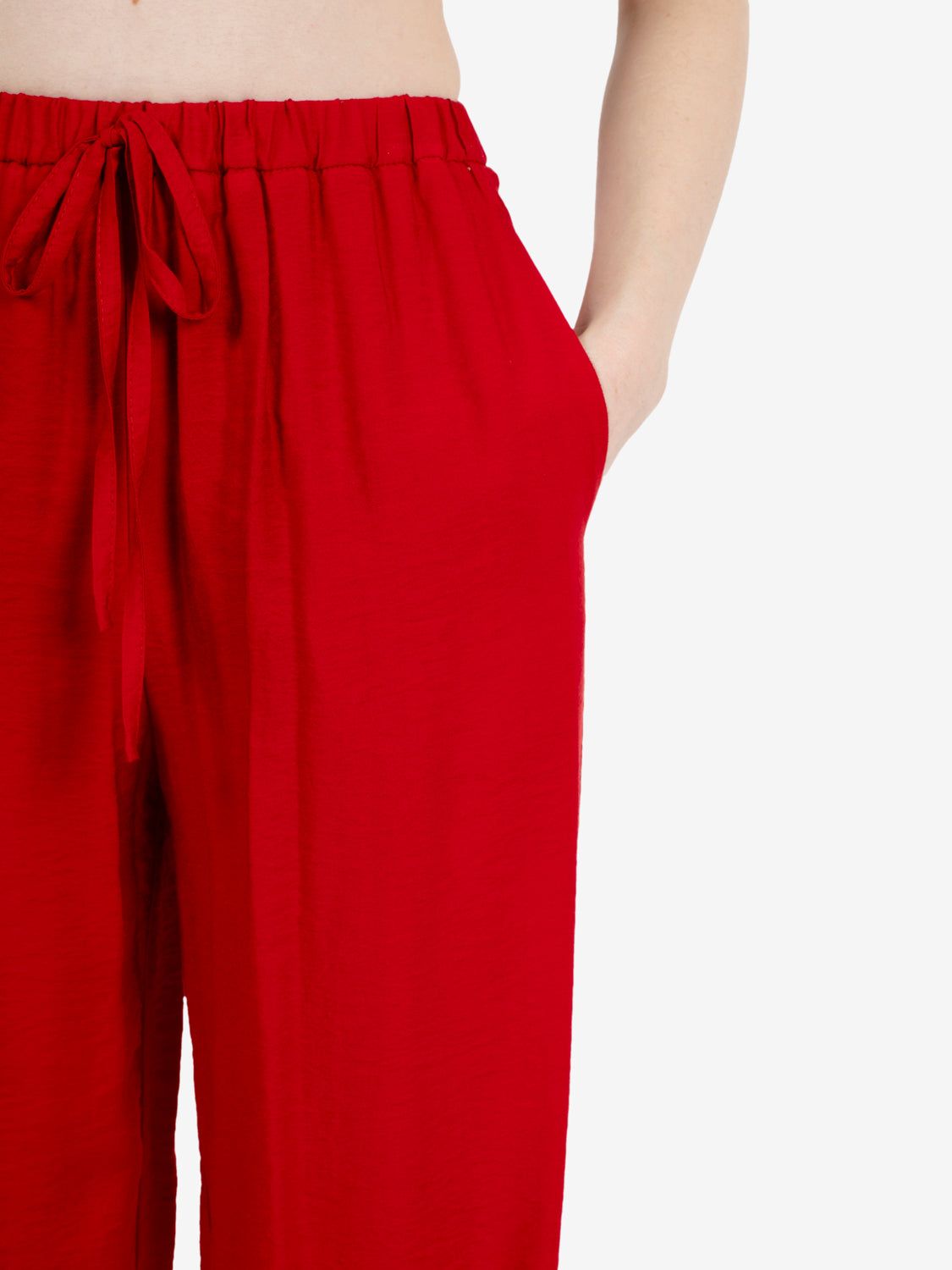 Red drawstring trousers