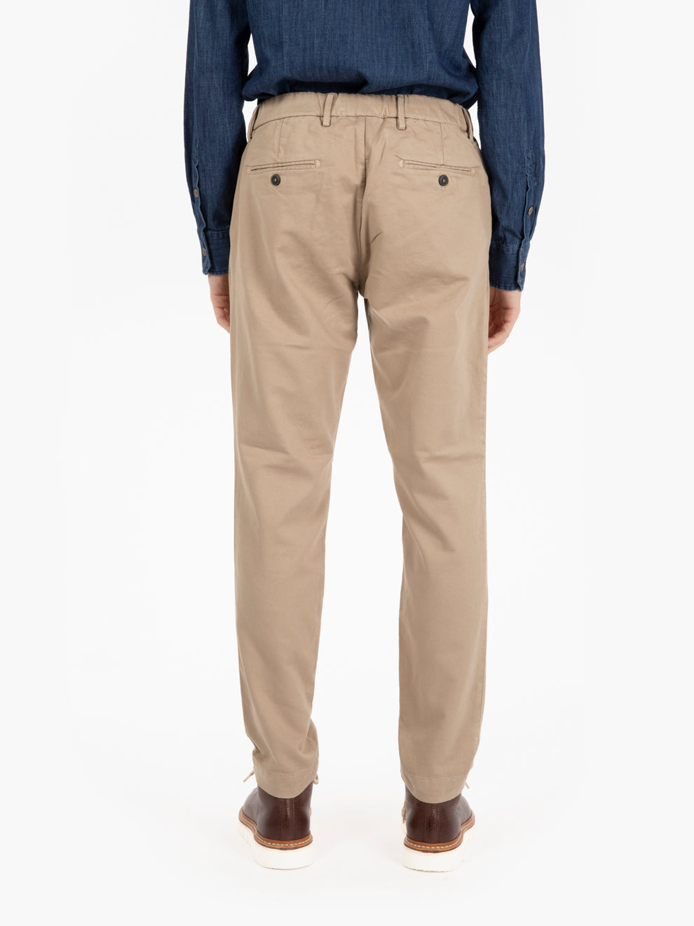 Beige elastic waist trousers