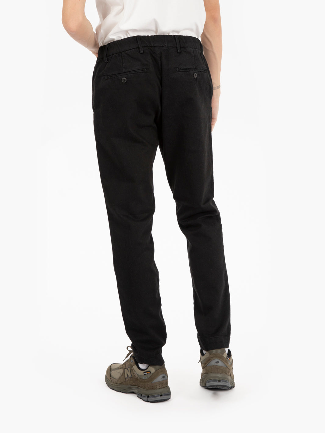 Black elastic waist trousers