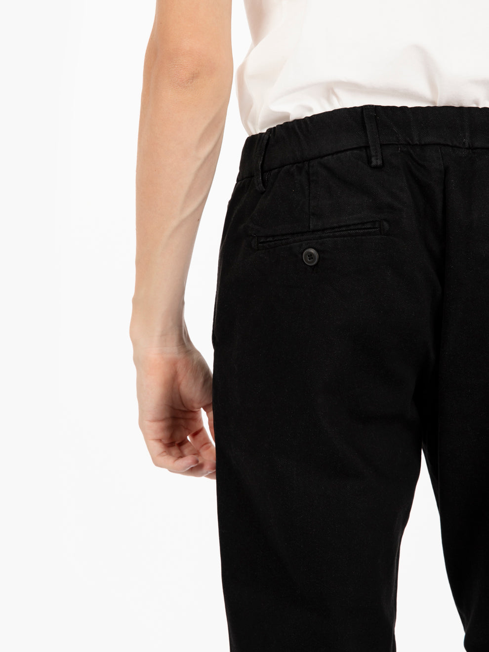 Black elastic waist trousers