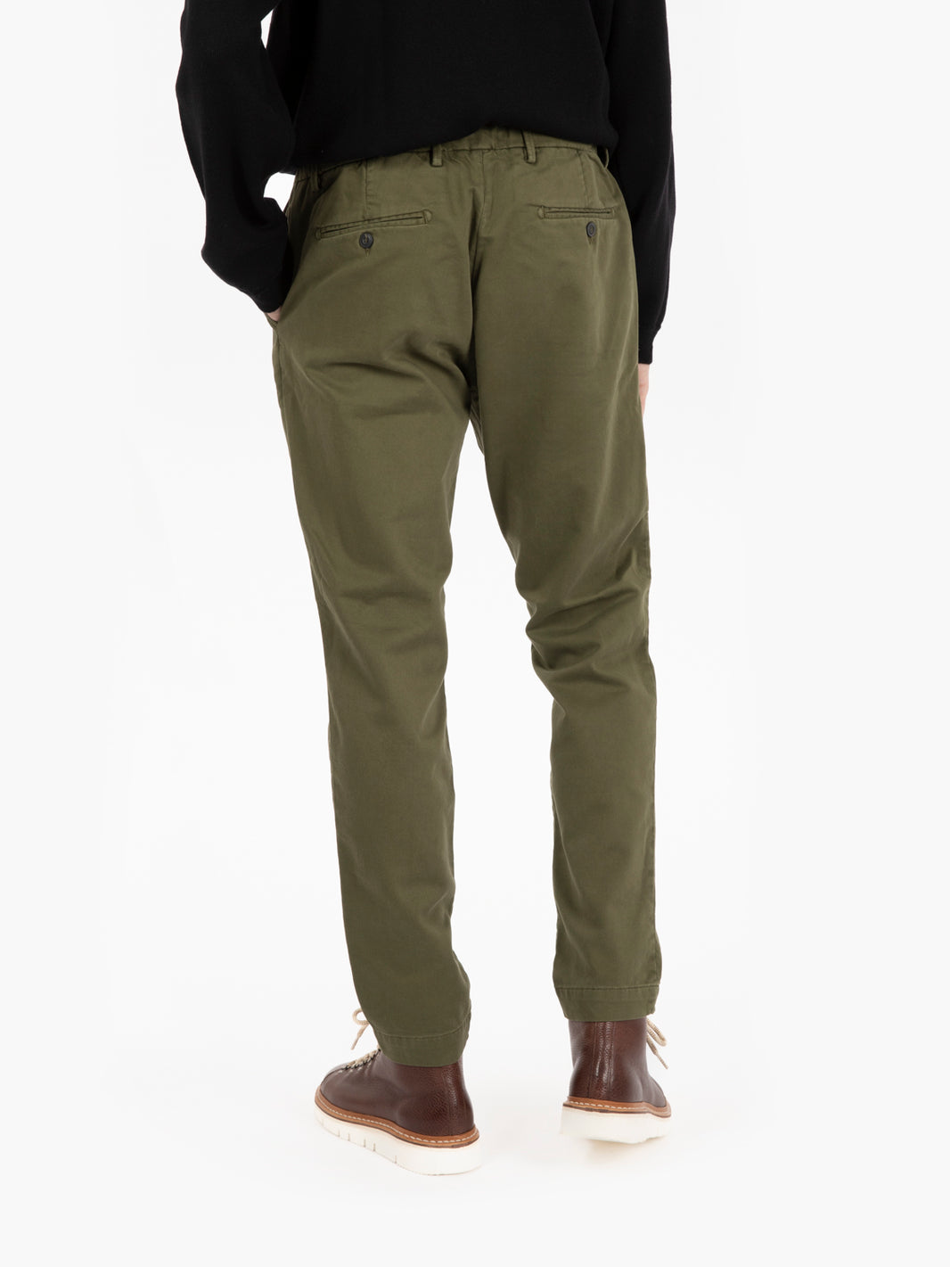 Green elastic waist trousers