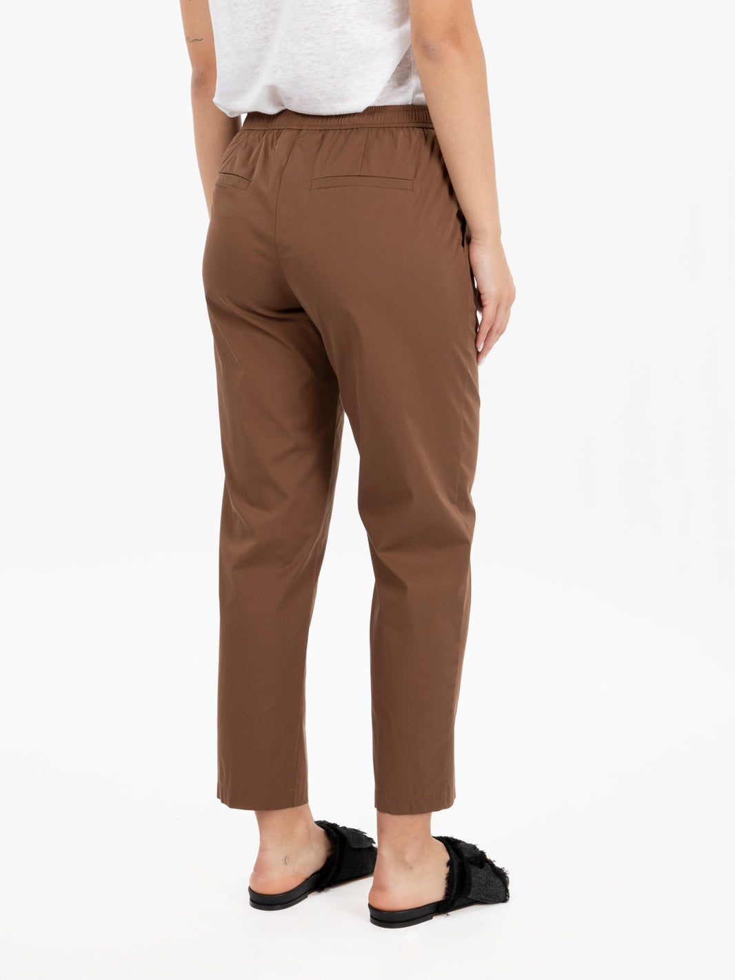 Pantaloni cotone taglio dritto cacao
