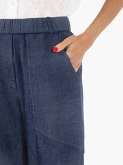 STIMM - Pantaloni Damasco effetto denim navy