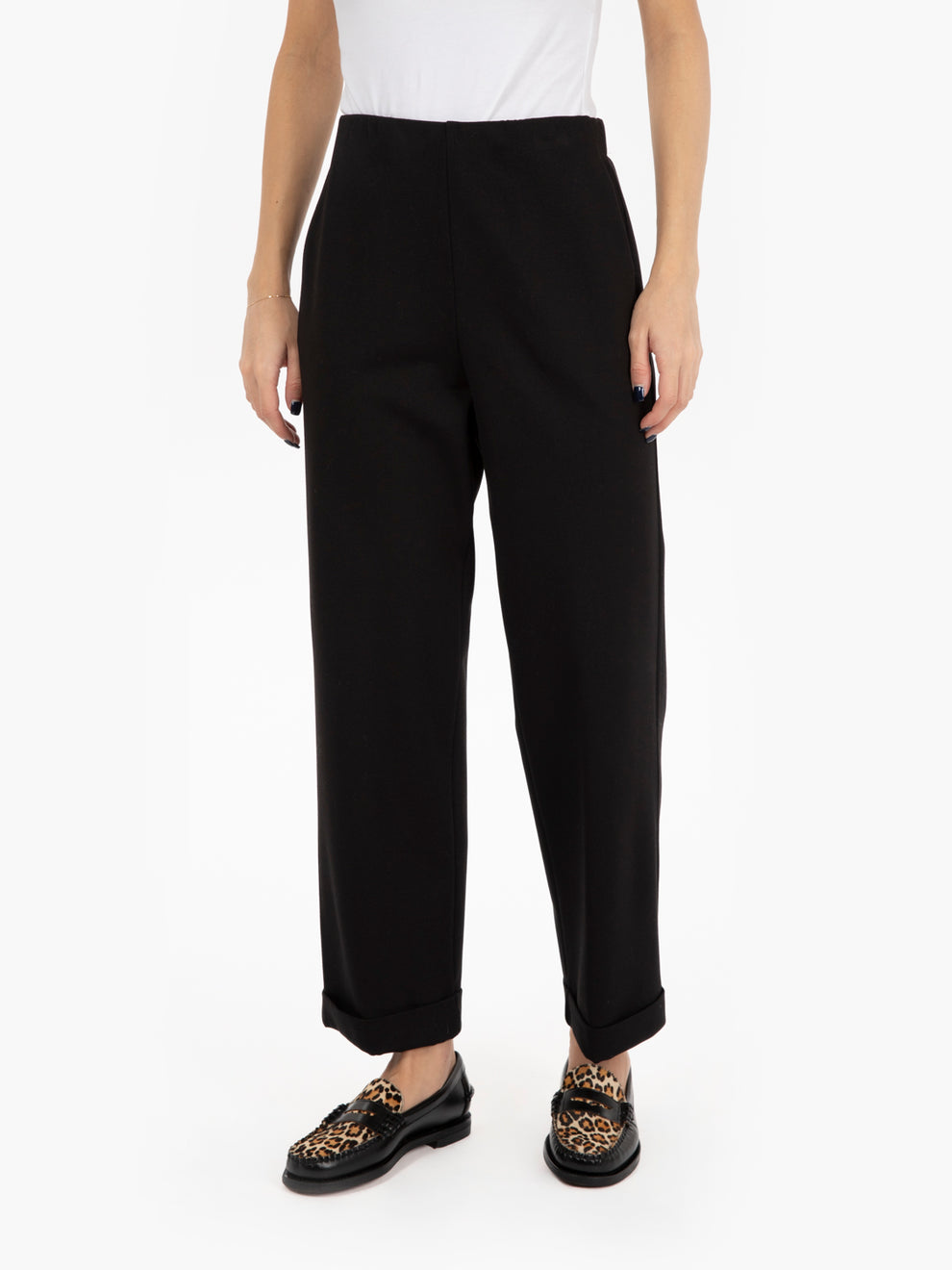 Black straight Milan stitch trousers