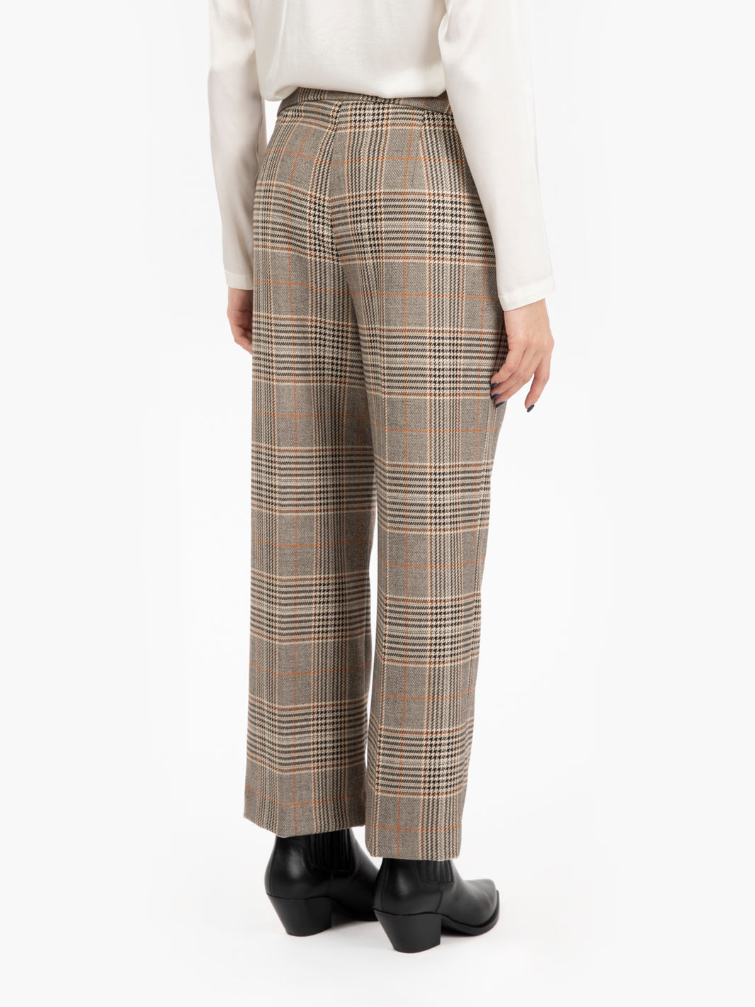 Pantaloni dritti scozzesi marrone / beige