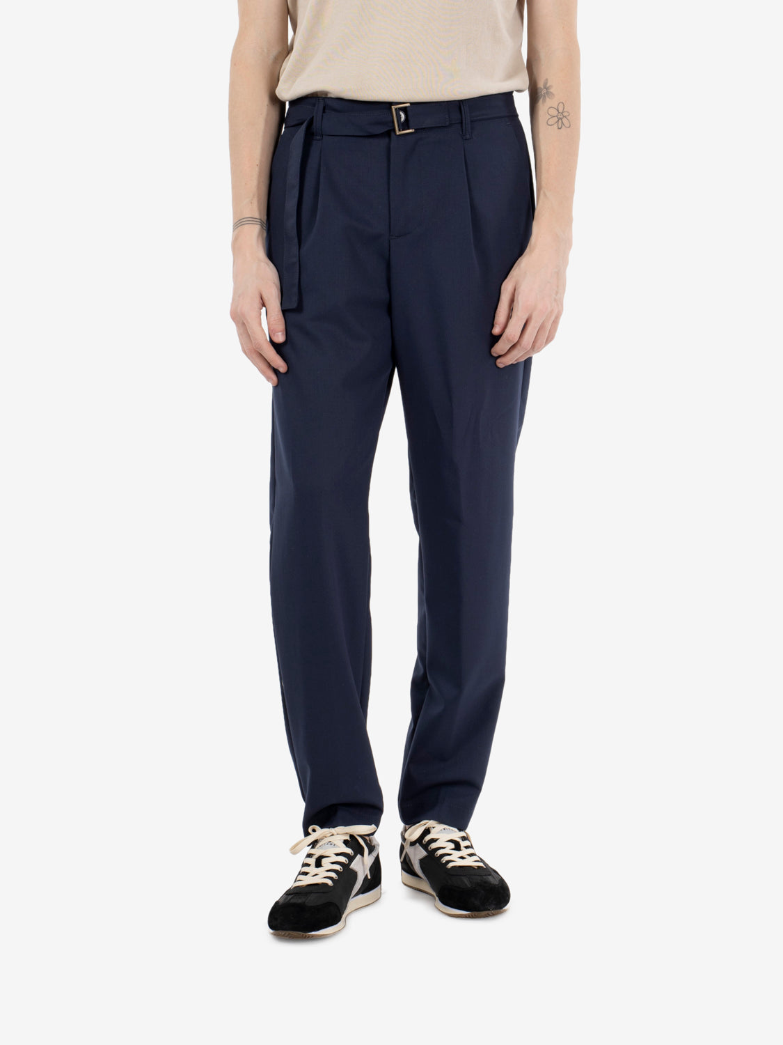 Pantaloni effetto lana blu