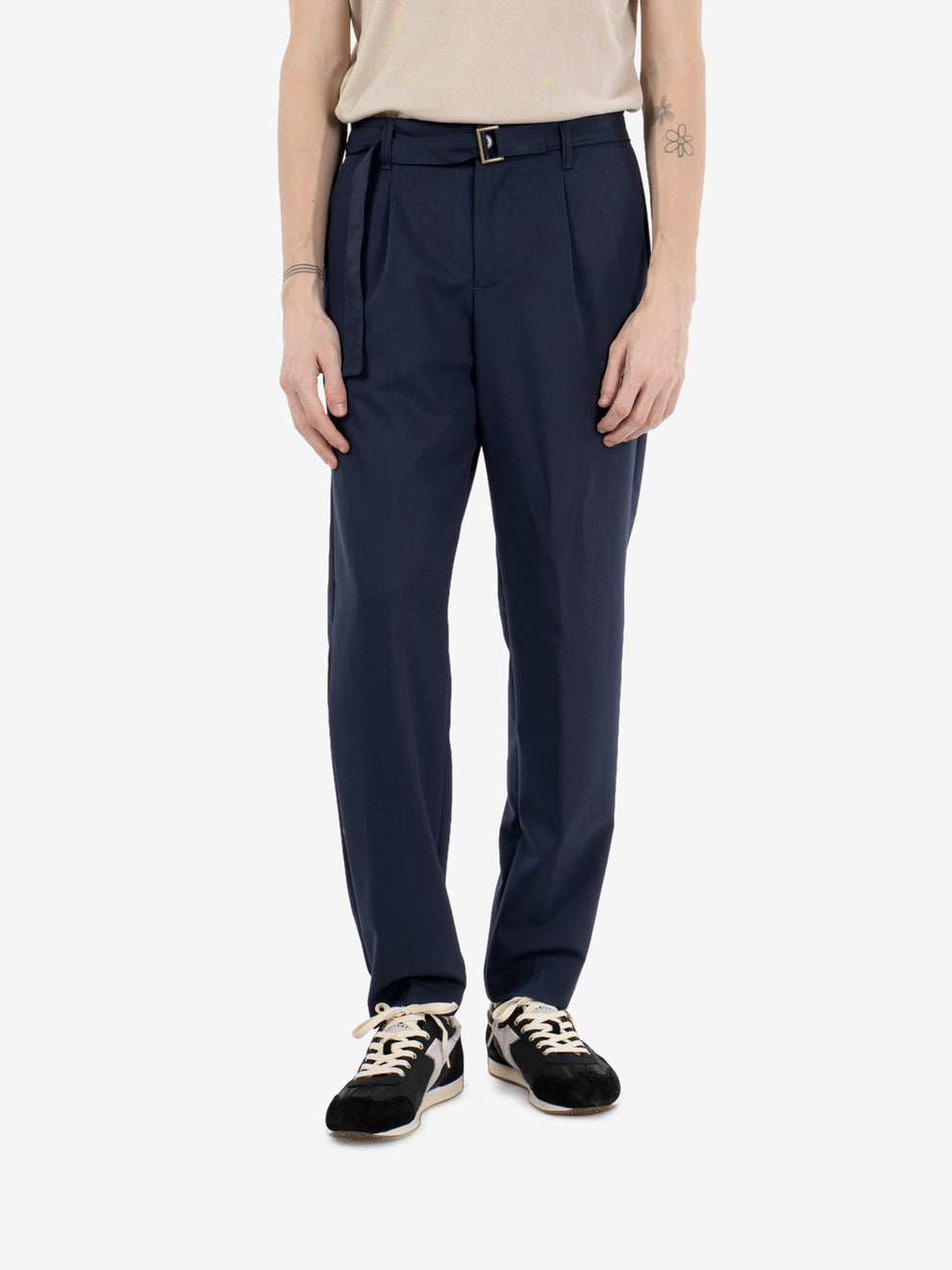 Pantaloni effetto lana blu