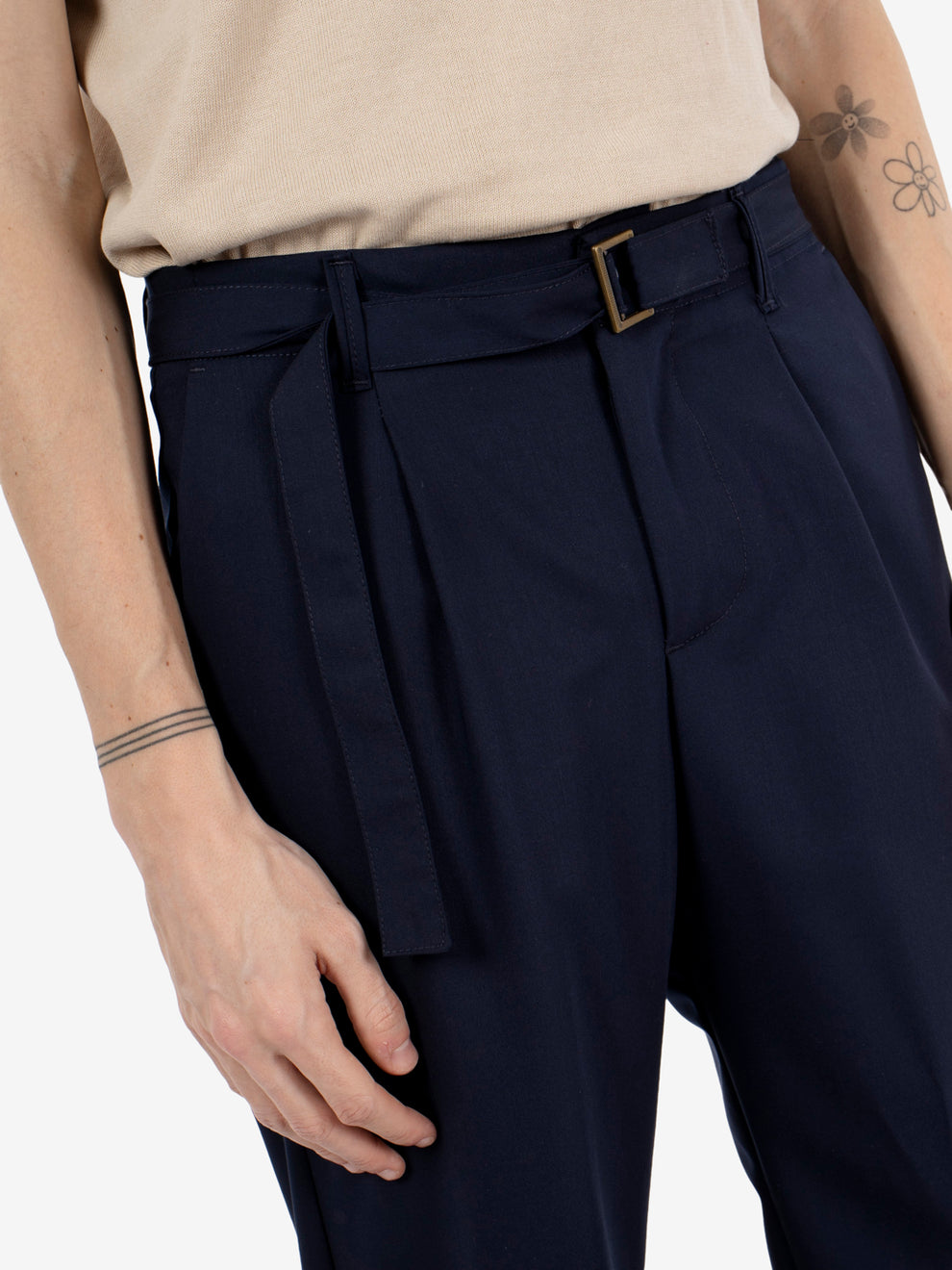 Pantaloni effetto lana blu