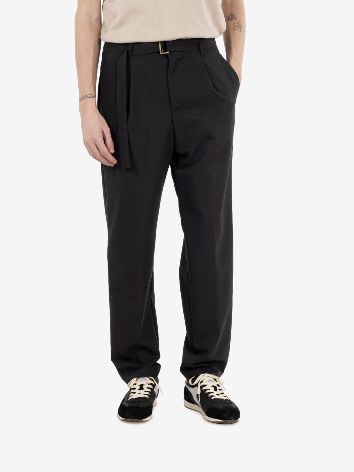 Pantaloni effetto lana nero