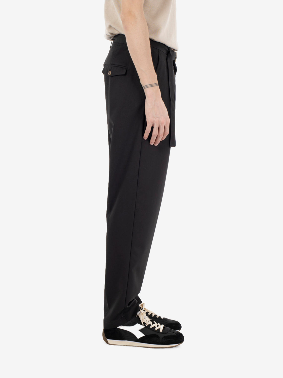 Pantaloni effetto lana nero