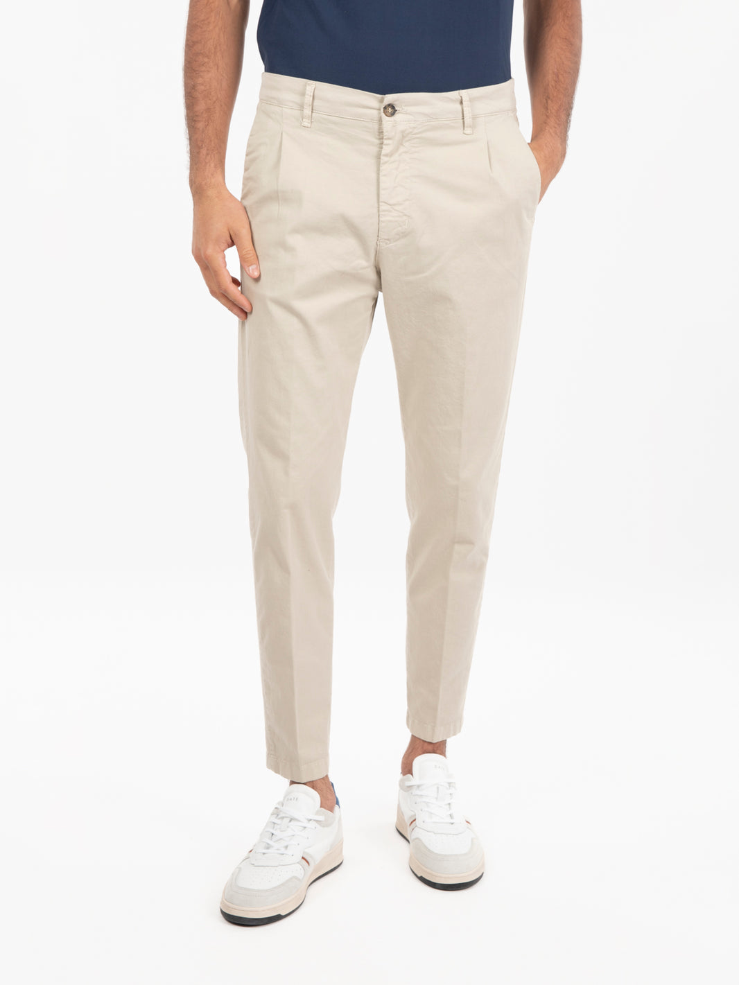 Pantaloni elastico in vita sabbia