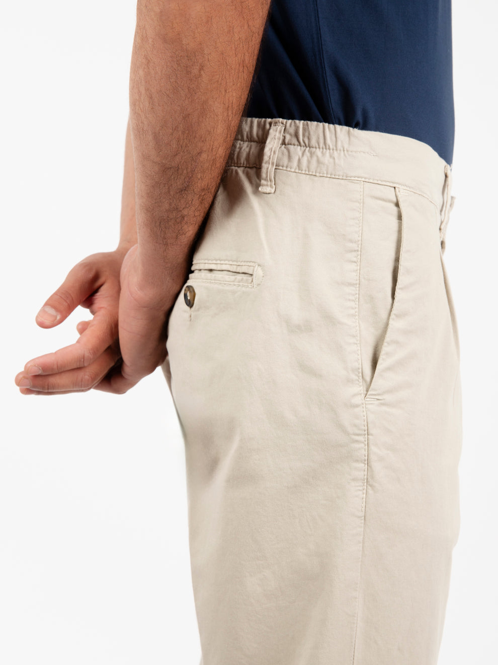 Pantaloni elastico in vita sabbia
