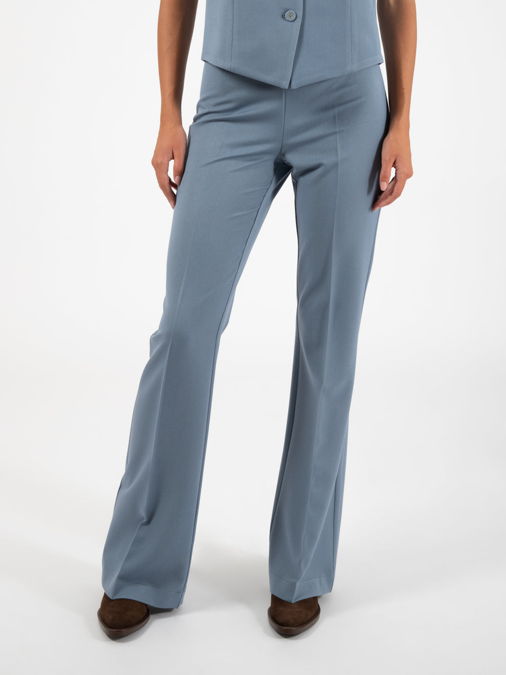 Powder Blue Flannel Flare Pants
