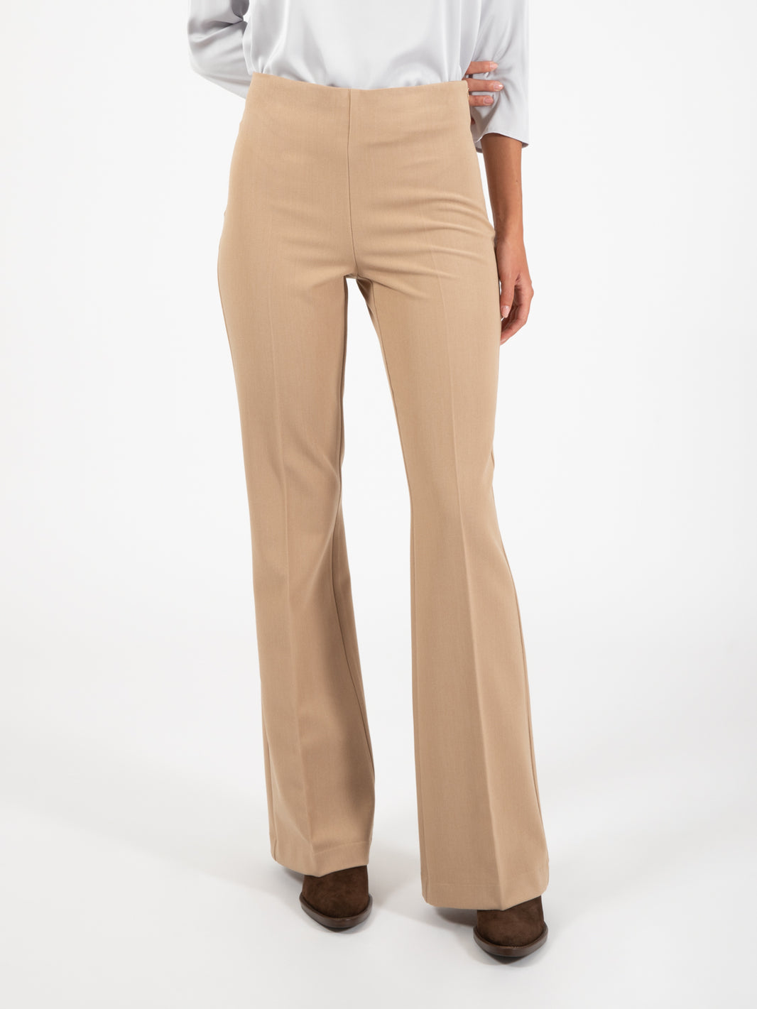 Pantaloni flare flanella cammello