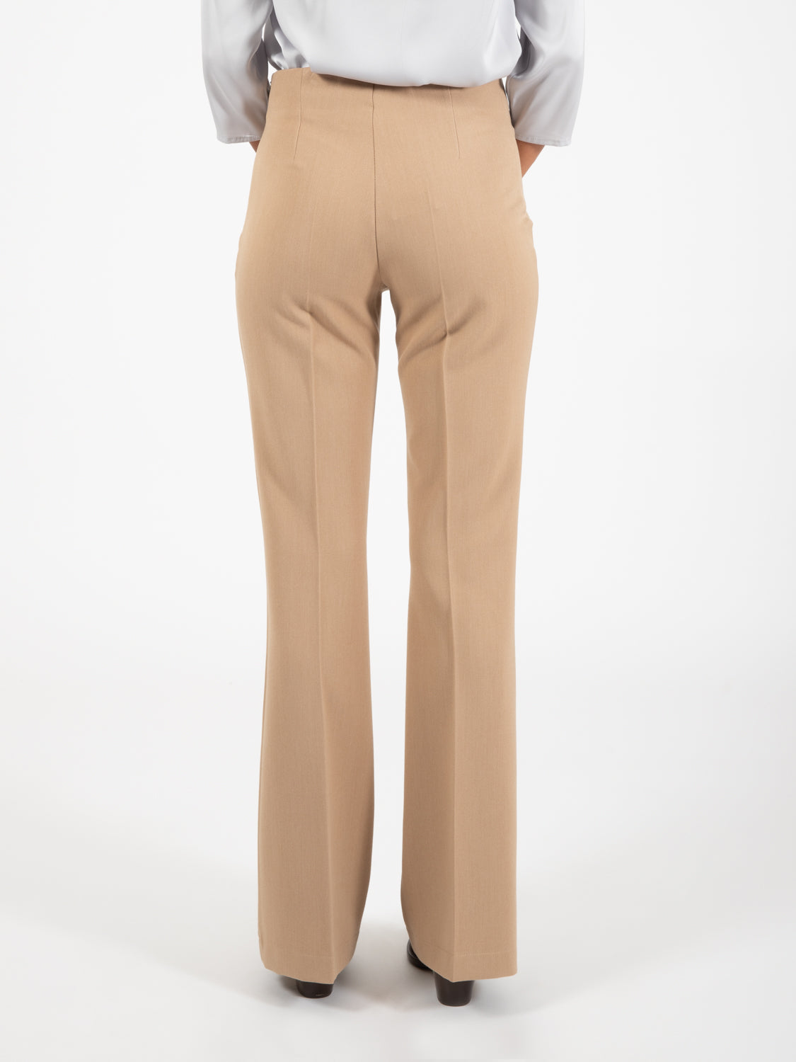 Pantaloni flare flanella cammello