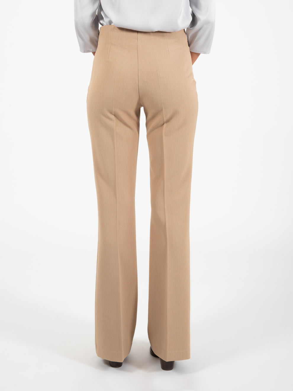 Pantaloni flare flanella cammello