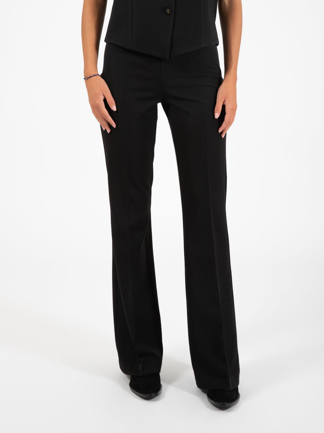 Pantaloni flare flanella nero