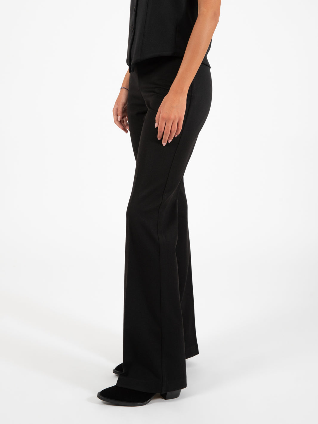 Pantaloni flare flanella nero