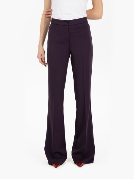 Pantaloni flare melanzana