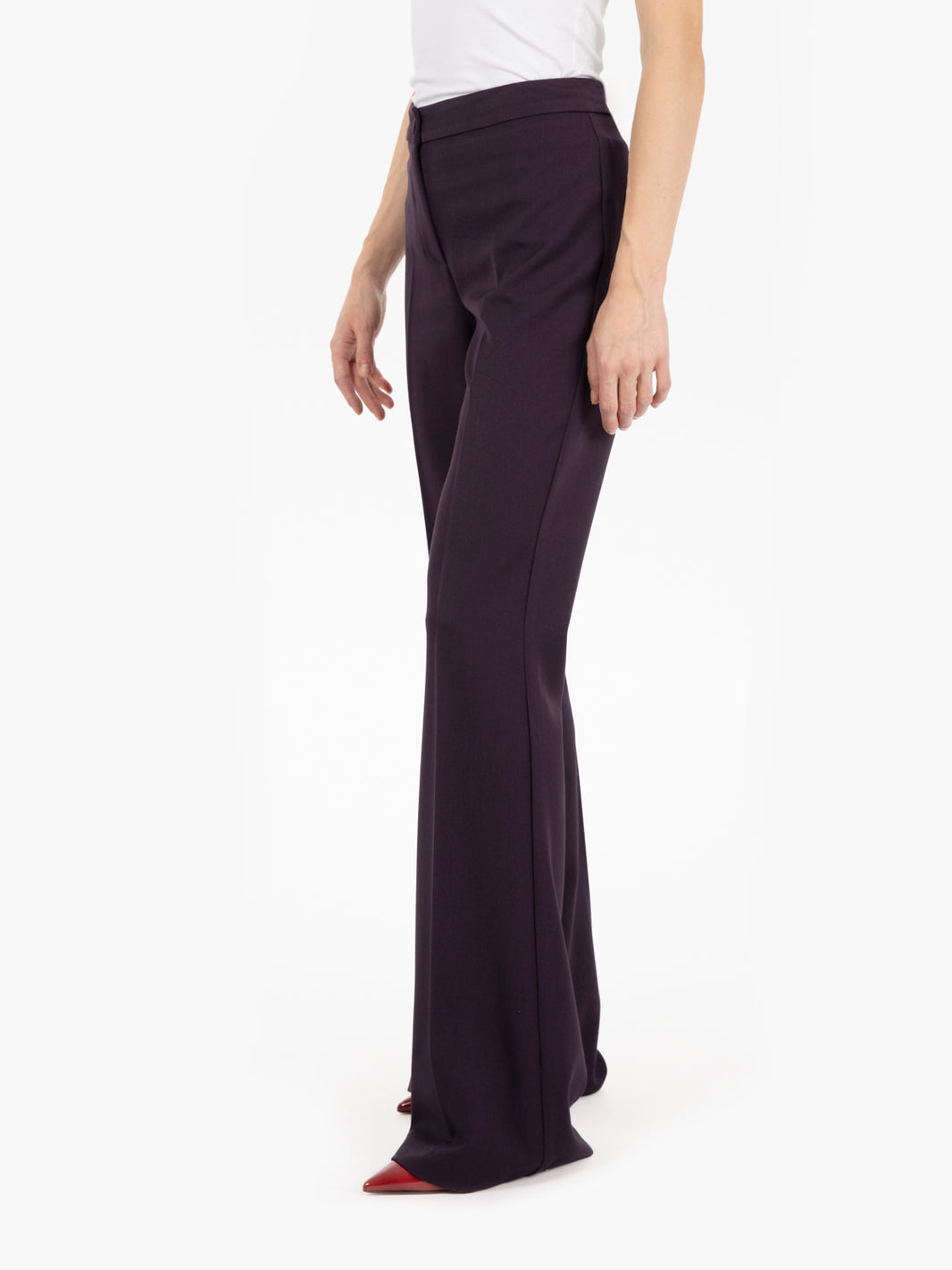 Pantaloni flare melanzana