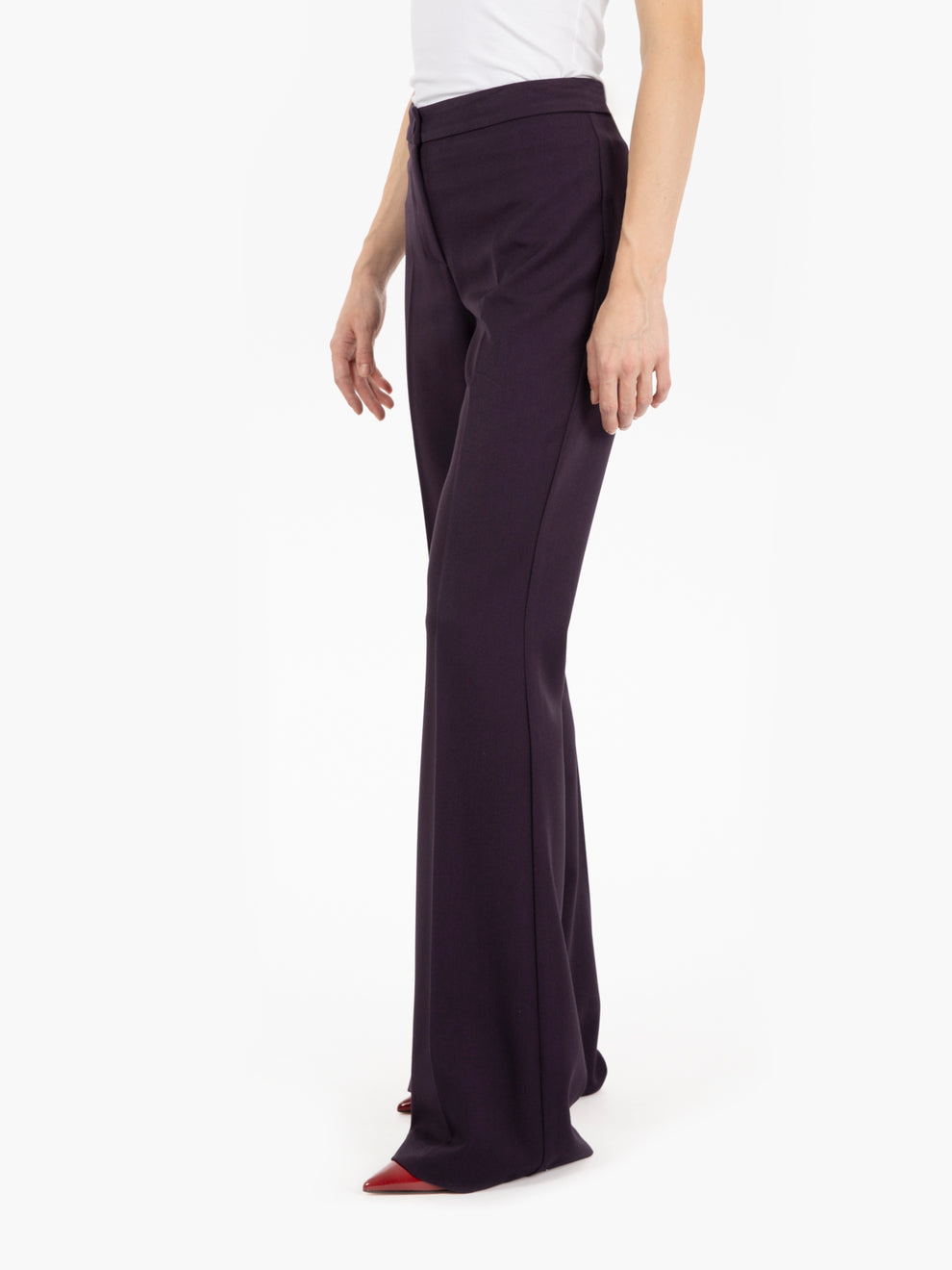 Pantaloni flare melanzana
