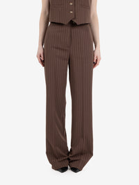 Pantaloni gamba dritta cioccolato gessato