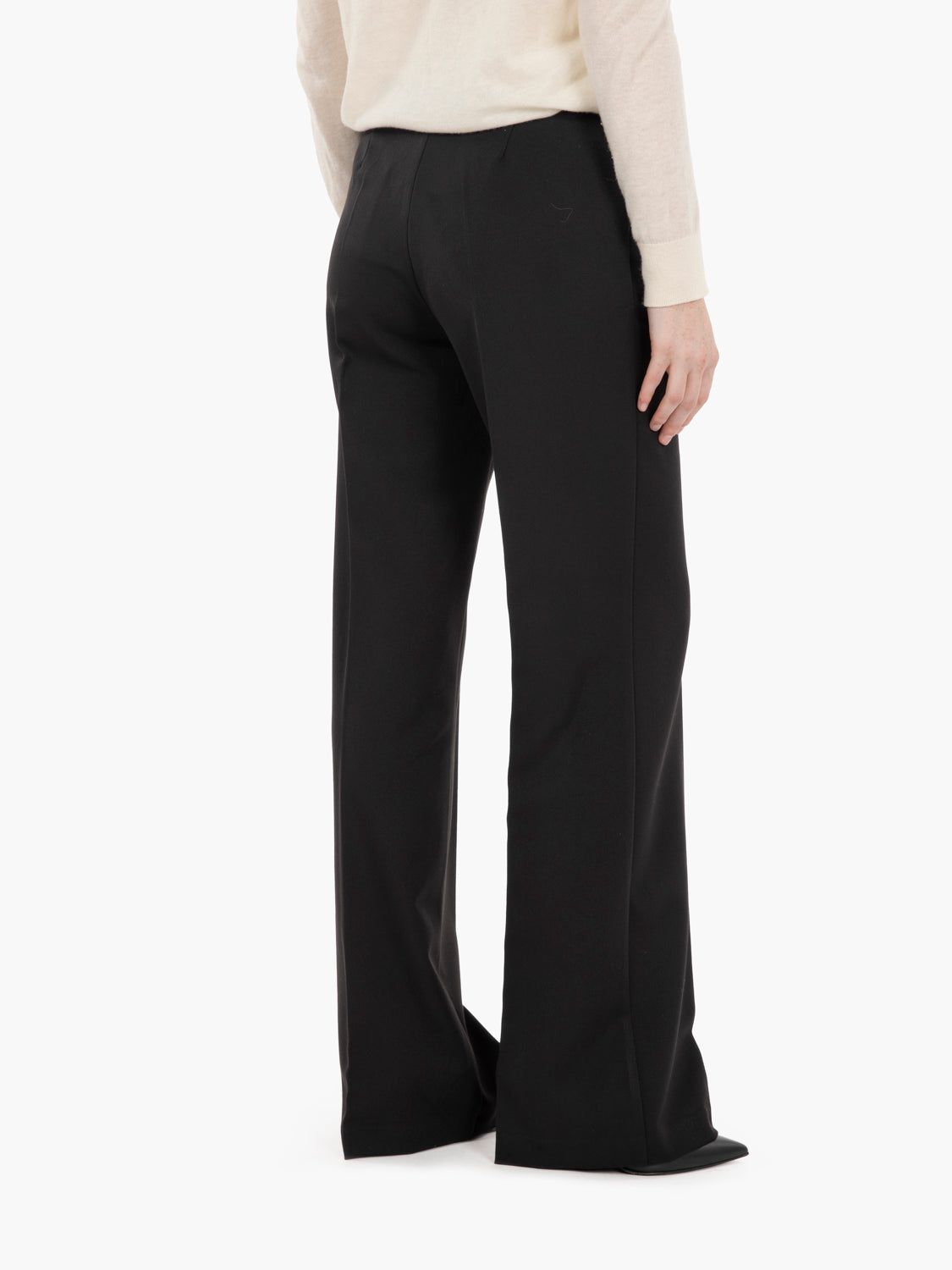 Black straight leg trousers